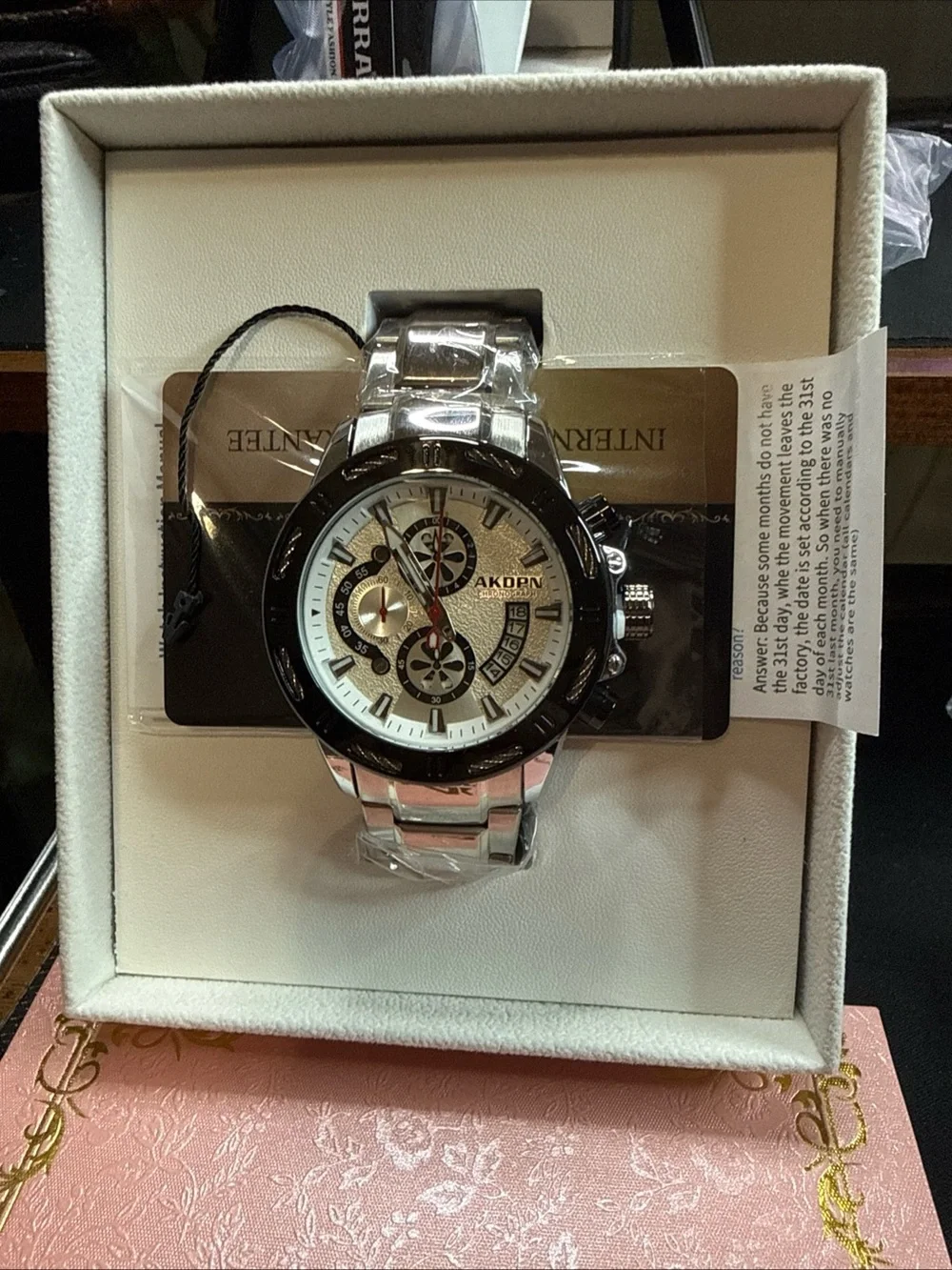 AKDPN Silver and Black Chronograph Watch